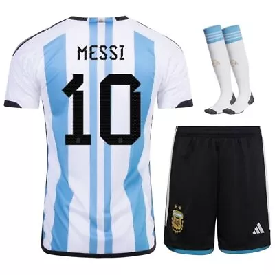 Argentina 3 Star Messi Kids Home Jersey 2022-23 • $50