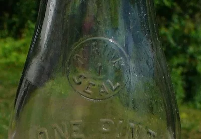 Unmarked 1925 Maine Dairy Embossed Pint Milk Bottle   • $6.95