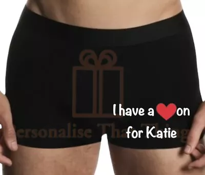 Personalised Custom I Have A Heart On For Name Men’s Rude Boxer Trunks • $16