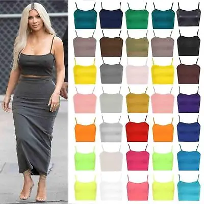 Womens Ladies Sleeveless Strappy Bandeau Plain Camisole Boobtube Bralet Crop Top • £6.99