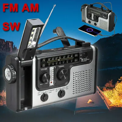 £24.96 • Buy Solar Radio Handcrank Dynamo Wind Up AM FM Radio LED Flashlight Portable Charger
