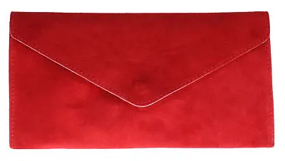 Women's Genuine Italian  Suede Leather Envelope Rebecca Clutch Bag/  Prom Party  • £15.99