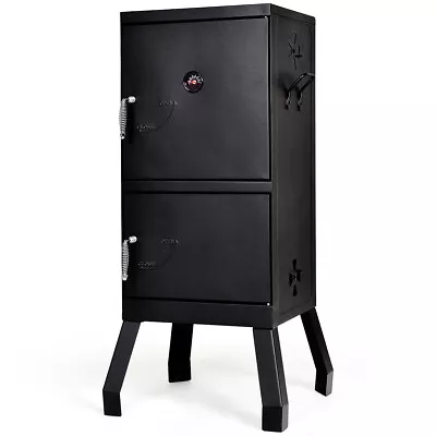 Vertical Charcoal Smoker BBQ Barbecue Grill W/ Temperature Gauge Outdoor Black • $159.98