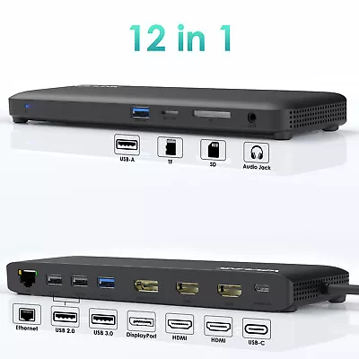 £63.59 • Buy 12-in-1 USB C Triple Display Docking Station,Dual HDMI,1DP Dock