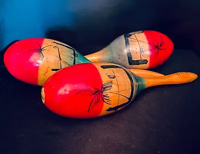 Maracas 3-Pack With Palm Tree And Hammock Scene - Vintage  • $15