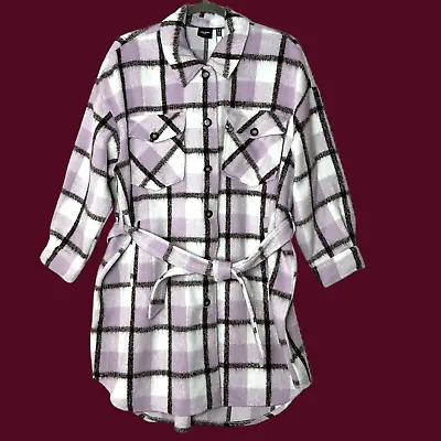 Vero Moda Curve Leslie Long Check Plaid Coat Lavender Fog Women's Plus Sz 22 NWT • $59.97