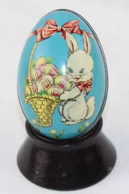 Vintage Metal Easter Egg Tin Candy Holder Biscon Imports Original Candy England • $12.49