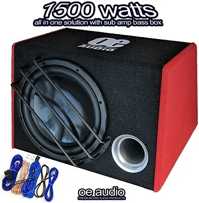 1500 Watts 12  Bass Box Car Audio Sub Woofer Amp Active Amplified NEW UPGRADED • £135.99
