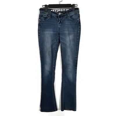 $22 • Buy Hydraulic Lola Curvy Bootcut Jeans Womens Juniors 3/4 Medium Wash Actual 26x31
