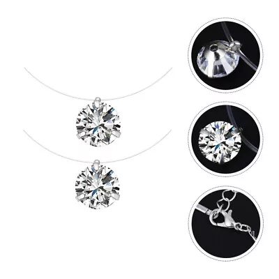 2 Pcs Necklace Accessories Zircon Girls Necklaces Miss Woman Invisible • £6.16