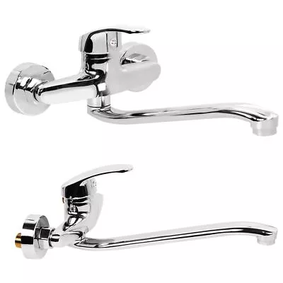 Kitchen Faucet Wall Mount Restaurant Sink Handle Mixer Single Level Spout Tap UK • £16