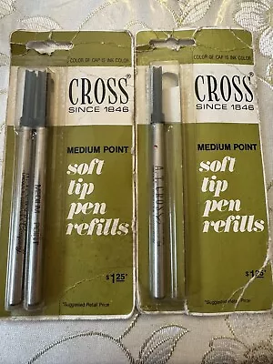 Vintage Cross Soft Tip Med. Point BLACK Pen Refills NOS- Pack Of 2 + One Extra • $12.49