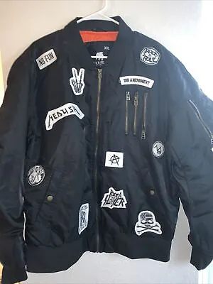 Bomber Jacket American Stitch 2XL Slayer Rock Skull Patch Work • $32