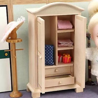 Vintage Dollhouse Wardrobe Dollhouse Kids Pretend Toy Living Room Bedroom 2 • $14.86