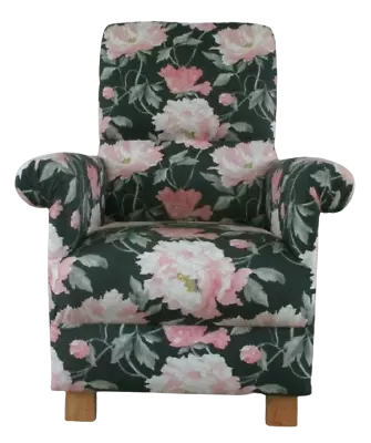 Laura Ashley Peonies Smoke Grey Fabric Adult Chair Armchair Accent Pink Floral • £229.95