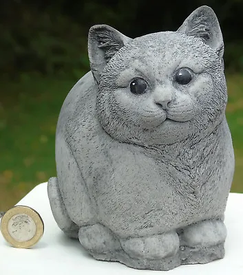 Contented Cat Stone Garden Ornament Hand Cast By Bekki 12x9x13 Cms  1288 Grams • £14.99