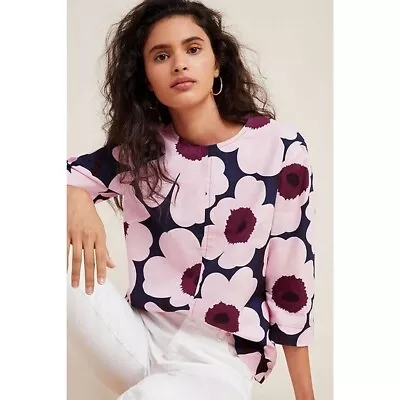 Anthropologie MARIMEKKO Blouse 36 VARTTO Poplin Keyhole UNIKKO Floral S 6 NWT • $115