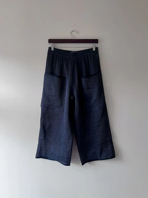 £150 • Buy Oska Plisse Linen Silk Wide Leg Lage Look Cropped Culottes Trousers Size 2