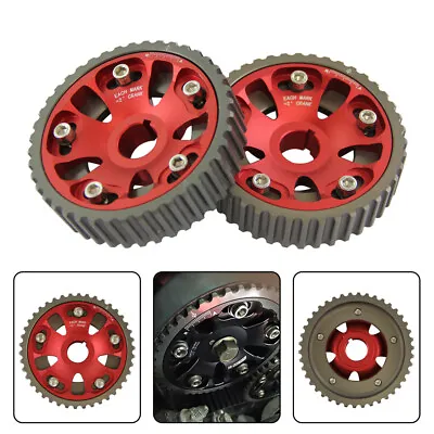 2PCS Adjustable Cam Gears For 93-01 Honda Prelude H22 H22A1 H22A4 DOHC VTEC Red • $61.17