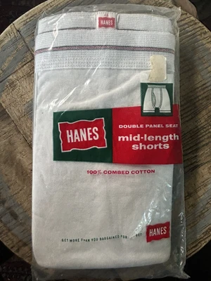 $12 • Buy 2 Pair NOS Mens Vintage Hanes White Double Seat Briefs Underwear Size 48 NEW
