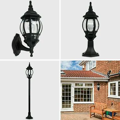 £18.99 • Buy Outdoor LED IP44 Lantern Patio Light Set Wall Fitting Rain Proof Standing Post 