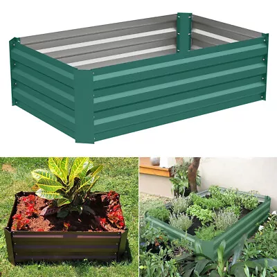 Raised Galvanized Vegetable Garden Bed Grow Herbs Flowers Fruits Trough Planter • £36.95