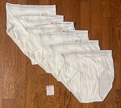 New NOS NWT VTG Men’s Hanes White Cotton Briefs Underwear Lot Of 6 Size 36 • $29.99