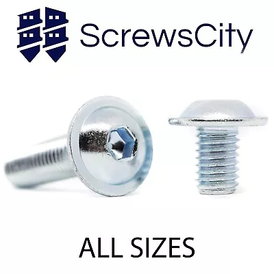 £1.80 • Buy Button Head Screws Flanged Bolts Allen Socket M3 M4 M5 M6 M8 High Tensile Zinc 