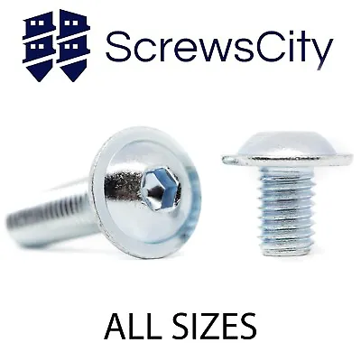 Button Head Screws Flanged Bolts Allen Socket M3 M4 M5 M6 M8 High Tensile Zinc  • £1.80