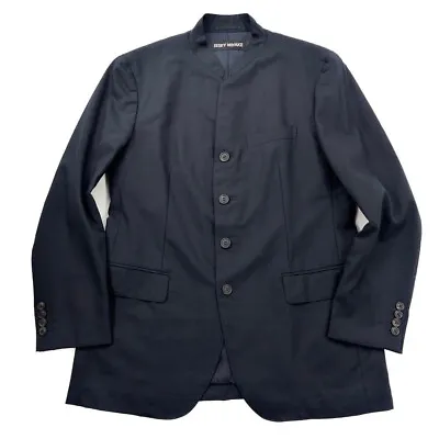 ISSEI MIYAKE Men's Mao Collar Jacket Navy Band Collar Size 2 Navy Solid USED • $250
