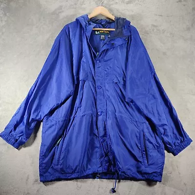 Eddie Bauer Jacket Mens XL Blue EBTEK Nylon J Full Zip Button Hood Windbreaker  • $25