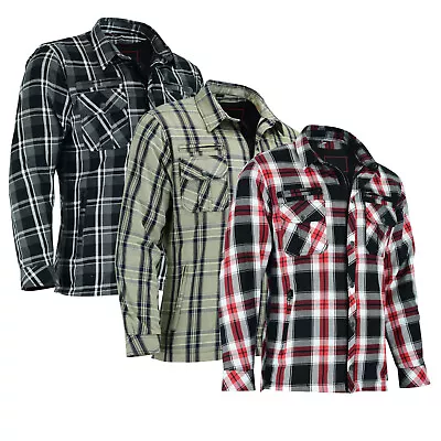 Mens Motorbike Motorcycle Check Shirt Jacket Armoured Protection With CE Biker • $60.17