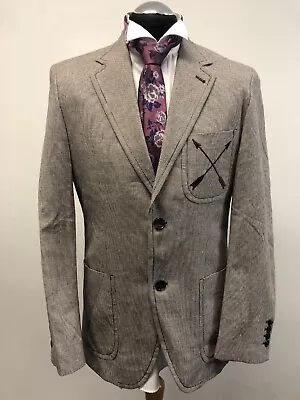 H & M Viktor Rolf Suit Jacket/blazer Cotton/linen Blend In Brown Mix 40r Exc • $38.83