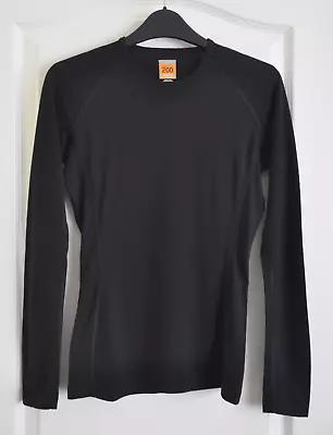 Icebreaker Bodyfit 200 Merino Top Womens XS Base Layer Long Sleeve Black Wool • £36.99