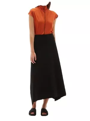 BASSIKE VISCOSE JERSEY DRAPED SKIRT - BLACK Size: 3 • $360