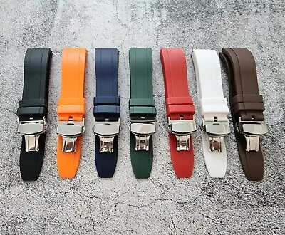 £14.95 • Buy Premium Silicone Butterfly Deployment Divers Watch Strap Band 20mm 22mm 24mm