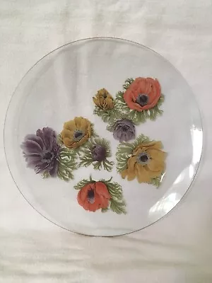 Vintage Chance Glass Anemone Pattern Gold Rimmed Medium Round Plate Collectable • £16.85