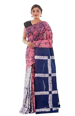 $64.89 • Buy Indian Cotton Designer Dress Women's Party Wear Saree Hand Printed Wedding Sari 