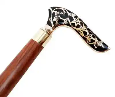 Vintage Designer Brass Handle Antique Style Victorian Cane Wooden Walking Stick • $28.44
