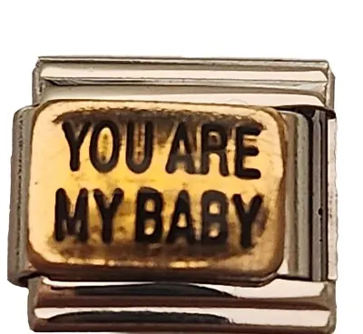 Gold Enamel You Are My Baby Valentine's Day Italian Charm Bracelet Link 9mm  • $2.95