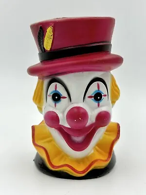 Vintage Clown Head Coin Piggy Bank Money Box Hong Kong Plastic Circus Retro • $20