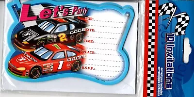 New & Sealed - Race Car Cars Go Kart Karts Party Invitations  - Set Of 10 • $6.99