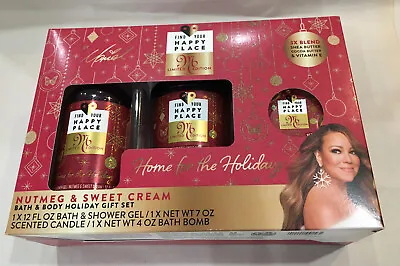 Mariah Carey Find Your Happy Place Nutmeg Sweet Cream Gift Bath Set Candle Scent • £19.29