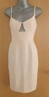 Missguided Sexy Stretch Cut Out Bust Detail Cream Bodycon Dress Size 10 Nwot • £4.99