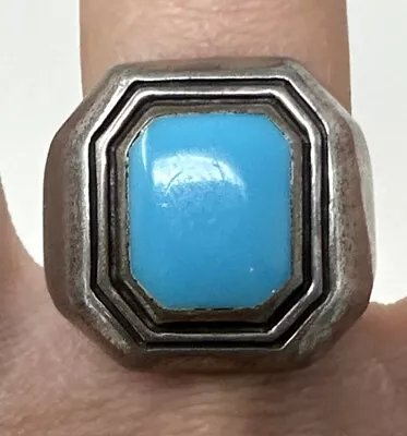 Men's Vintage Art Deco Southwestern Sterling Silver Turquoise Ring Sz 11 • $225