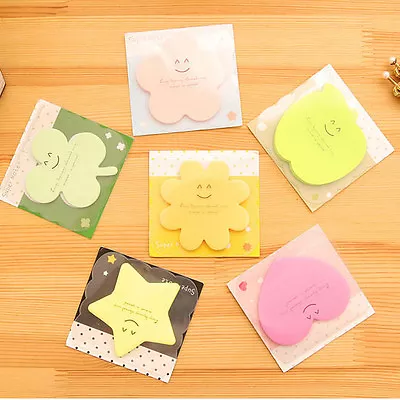 Heart Star Flower Apple House Shaped Colour Sticky Notes Cube Notes Memo Pad • £1.69