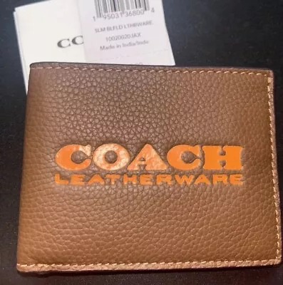 Beautiful Brown Coach Pebble Leather Slim Billfold Wallet- FREE SHIPPING! • $49.99