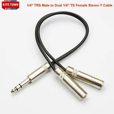 1/4  TRS Male To Dual 1/4  TS Female Stereo Breakout Splitter Y Audio Cable • $9.49