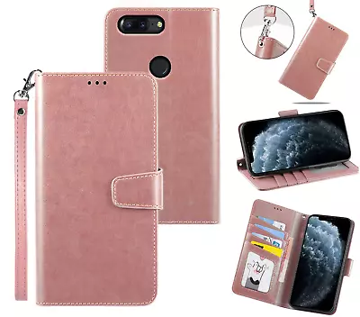 Oneplus 5T Pu Leather Wallet Case Cowhide Finish Lanyard • $7.95