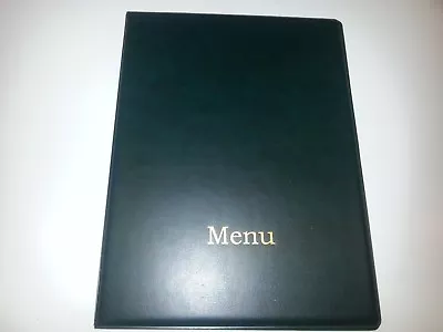 A4 MENU HOLDER/COVER/FOLDER IN GREEN LEATHER LOOK PVC -- New Menu Print/position • £6.80